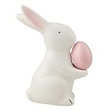 Zensounding Ceramic Easter Egg Rabbit Ornaments Exquisite Ceramic Sculptures Spring Garden Tabletop Decorations Easter Parties and Gifts Set Off a Festive Atmosphere (Mini Small Egg Powder)