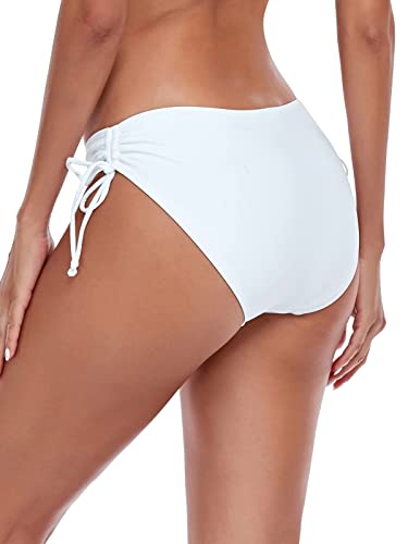 Women's Drawstring Bikini Bottoms Full Coverage Low Waisted Swim Bottom3