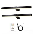 TINTINDOC 2Pack Wireless Picture Lights with Remote,Battery Operated,16.5'' Painting Lights for Art Picture Full Metal with Dimmable Timer, Magnetic Attached Display Light for Dartboard Gallery