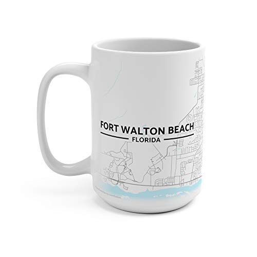 Mug con mapa de Fort Walton Beach 15 oz miniatura 3
