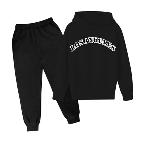 Sweat à capuche imprimé City Letter pour enfants : ensemble détente ado tendance