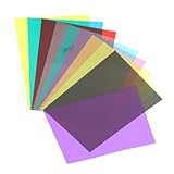 Gatuida 10Pcs PVC Light Gel Sheets Transparent Color Overlays for Lighting Effects and Color Correction High Transmittance Filters for Photography and Dyslexia Support