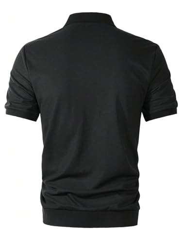 SOLY HUX Men's Color Block Shirts Collar V Neck Short Sleeve Casual Summer Work Golf Shirt2