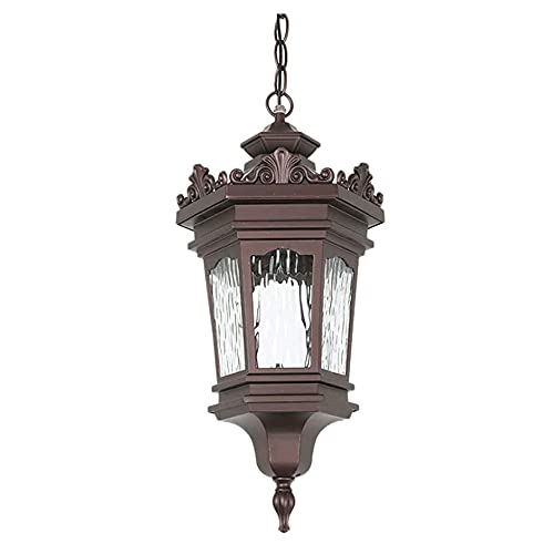 Lustre extérieur rétro en verre marron pour sublimer une terrasse sombre ou un grand balcon