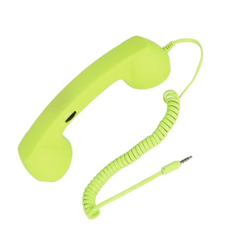 Retro Cell Phone Handset, Old Telephone Headset for Answer Call Hangs Up Call, Reject Call, Redial, Power Off, for Audio Jacks or USB C (Green)