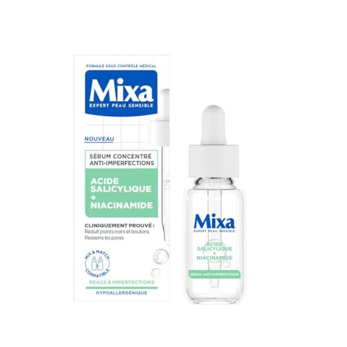 Mixa Sérum Concentré Anti-Imperfections, Sérum Visage avec Niacinamide et Acide Salicylique - Réduit Boutons, Points Noirs, Pores Resserrés, Convient aux...