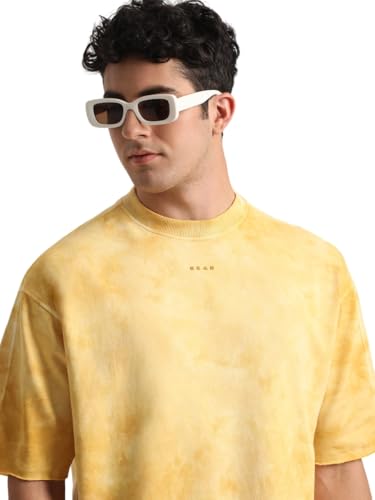 Image of Men Purple Tie and Dye Oversized Fit Round Neck T-Shirt