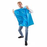 Building Block Halloween Costume - Cool Toy Brick Style - Slip On - One Size Fits Most - Unisex Adult Costume - Blue Block