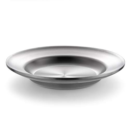 Stainless Steel Plate/Bowl, Stackable Snack Plate, Metal Brushed Finish, Easy to Pack for Outdoor Activities, Camping, Adventure, Sturdy and Unbreakable,1pc,21cm