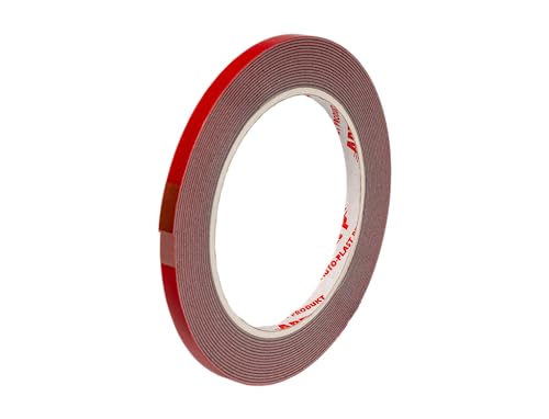 AUTO-PLAST PRODUKT APP Cinta acrílica de doble cara extra fuerte | Cinta de montaje impermeable de doble cara | Rojo | 5 m de longitud, 6 mm de ancho