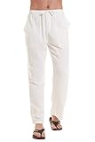 YuKaiChen Men's Cotton Linen Yoga Pants Casual Sweatpants Beach Trousers Lounge Pants White M