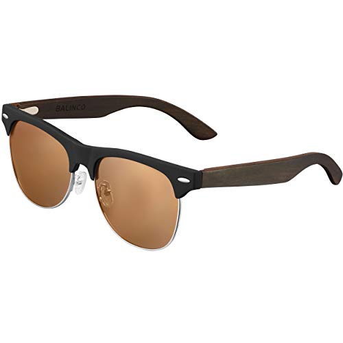 Balinco® half frame sunglasses with dark wooden temples & polarised TAC lenses for exceptionally clear vision, shatterproof - Image 3