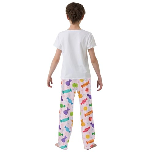 ZZXXB Colorful Candy Boys Long Pants Soft Trousers Elastic Waist Kids Lounge Bottoms with Pockets S-XL3