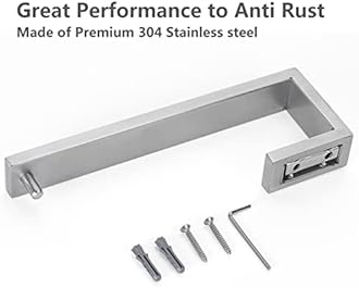 Nolimas Bathroom Hardware Towel Bar SUS 304 Stainless Steel Square Towel Ring Shelf Holder Rack for Bath Kitchen Garage Heavy Duty Wall Mounted, Nickel Brushed