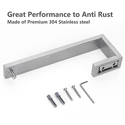 Nolimas Bathroom Hardware Towel Bar SUS 304 Stainless Steel Square Towel Ring Shelf Holder Rack for Bath Kitchen Garage Heavy Duty Wall Mounted, Nickel Brushed