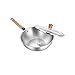 SHTSH Wok de titane, non couché, Wok/poêle, sain Wok sans fumée, Frying Pan, de haute qualité - gaz/cuisinière à induction de sécurité (30cm / 32cm) (Color : Silver, Size : 30cm)