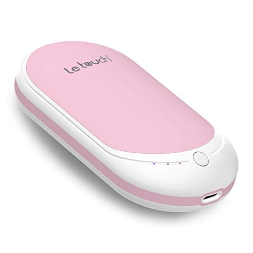 Letouch Rechargeable Hand Warmers 5200mAh Electric Power Bank, Double-Sided Heating Portable USB External Battery Mobile Charger Best Gift in Winter (Cobblestone Pink)