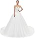 Likedpage Women's Sweetheart Tulle A-line Wedding Dresses for Bride with Train Ivory US2