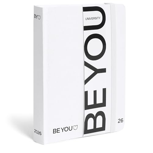 BE YOU - Agenda Università 2025/2026, 12 Mesi, Settembre 2025 - Agosto 2026, Copertina Flessibile di Colore Bianco con Chiusura ad Elastico, Formato 12,5 x 16,5 cm, Per Studenti Universitari