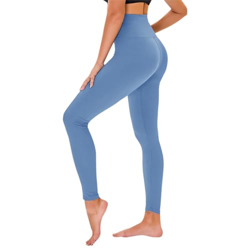 TNNZEET High Waist Leggings Damen Elastische Leggins Weiche Sporthose für Sport Gym,Hellblau,S-M