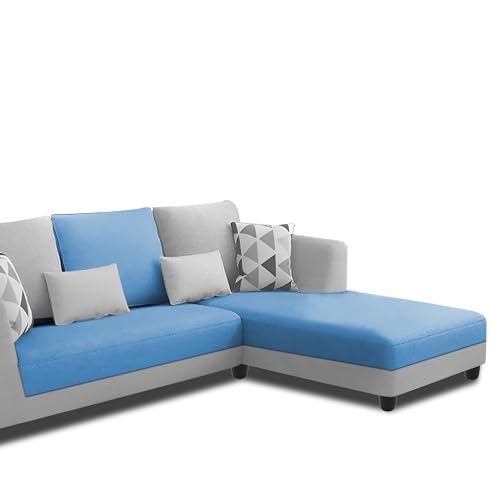 Image of Galib RHS 4 Seater L Shape Sofa Set for Living Room (Turquise Grey Fabric) Premium Fabric Sofa