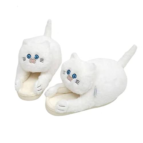 BEQUAH Zapatillas de algodón Gato Zapatillas Mujeres Hombres Invierno Inicio Diapositivas Kawaii...