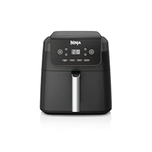 Ninja Heteluchtfriteuse, 6,2 l, zonder olie, grote vierkante lade, braden, heteluchtfriteuse, drogen, opwarmen, digitaal, antiaanbaklaag, vaatwasmachinebestendige mand, zwart, AF170EU