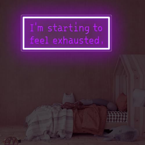 Image of I'm Starting To Feel Exhausted Neon Sign, Stardew Led Sign, Handmade LED Light Sign, Wall Hangings, Game Room Decor, Gift For Game Lover, Purple, 16.5 inchx6.9