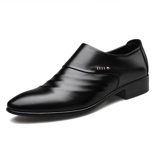 Mens Oxfords Leather Dress Shoes Slip On Pointed Toe Derbys Classic Formal Business Shoes