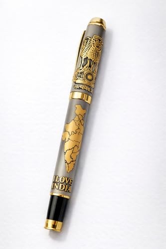 Image of Luxury Personalized Metal Pen | Custom Name Engraved Signature Pen | Smooth Blue Ink | Ideal for IAS, IPS, Police, DM, MLA Officers & Professionals (Gold,)