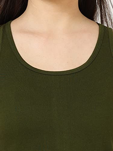 Image of FLEXIMAA Women's Cotton Plain Round Neck Sleeveless T-Shirt