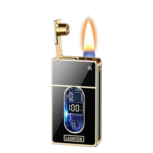 Encendedor inteligente de queroseno resistente al viento, múltiples métodos de encendido por inducción, encendedores reutilizables de metal portátil, adecuado para colección, regalo para hombre (negro