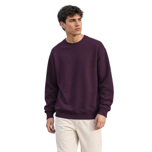 Image of Nobero Oversized Sweatshirts for Man Stylish Crew Neck | 280 GSM Rich Cotton Fleece Solid Oversized Fit Full Sleeve Sweatshirt for Men | Stylish Casual Wear Winter Sweatshirt for Men