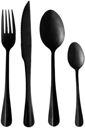 LYOR Faqueiro de Aço Inox Positano Preto 24 Peças - Jogos de Talh...