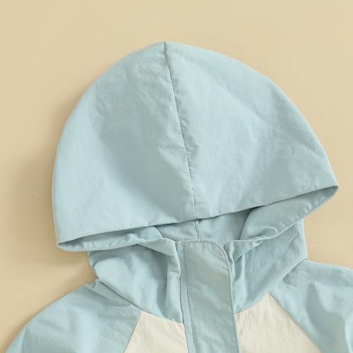 Toddler Girl Boy Windproof Jacket Long Sleeve Contrast Color Zip-Up Hooded Jackets Casual Coat with Pockets4