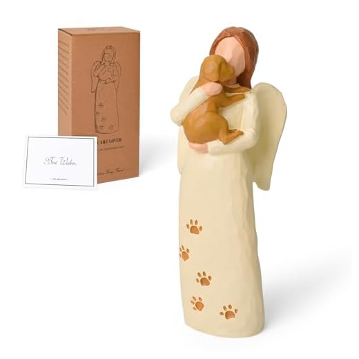 Cuayaes Hunde Engel Figur Geschenk für Hundebesitzer,Erinnerung Hund Geschenk Freundschaft Schutzengel Figur, Handbemalte Harz Hunde Deko für Frau Hundeliebhaber
