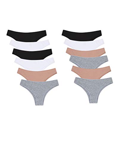 Channo Bragas Brasileñas de Algodón Lisas con Acabado Fino Que no Marca (Pack de 12) (Surtido, S/M)