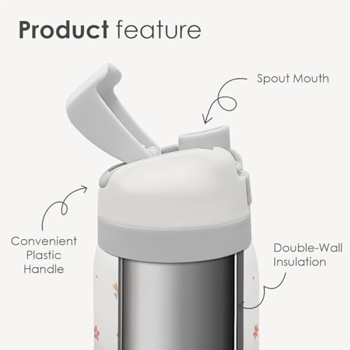 Image of Floral Insulated Stainless Steel Water Bottle with Straw for Sports and Travel, 32oz, Gifts for Women Girls Friends Teens Birthday Christmas