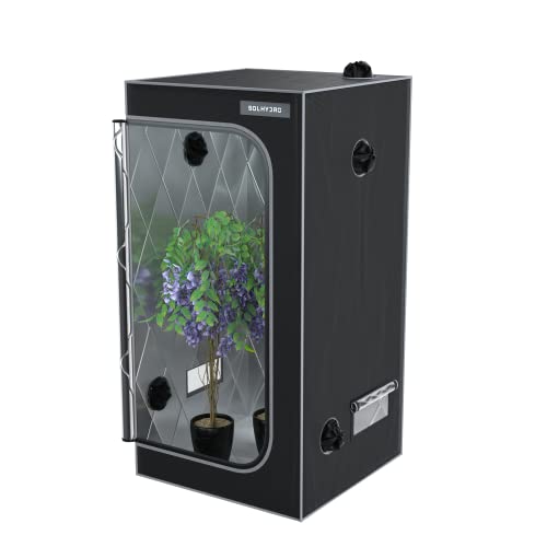 Solhydro Grow Tent 2000D Canvas, 24"x 24"x48" Hydroponic Grow Tents (2X2) with Observation Windows and Removable Floor Tray, Diamond Mylar Lining Indoor Grow Tent Grow Box for Indoor Plant Growing