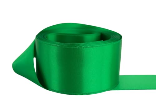 Image of Ribbon Bazaar Double Faced Satin - Premium Gloss Finish - 100% Polyester Ribbon for Gift Wrapping, Crafts, Scrapbooking, Hair Bow, Decorating & More - 1 /4 inch Emerald 50yd Spool