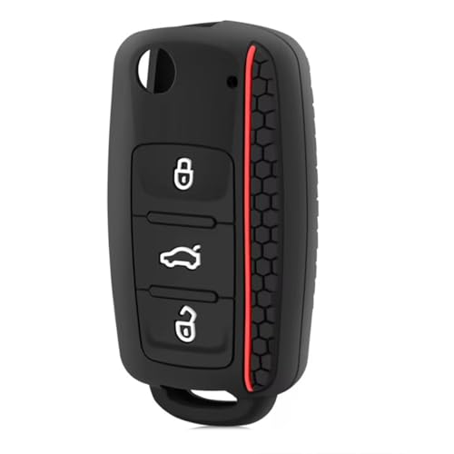 Golf Schutzhülle Autoschlüssel für VW Polo 4 5 6 Skoda Passat Caddy Jetta Beetle Bora Schlüsselbox 3 Tasten aus Silikon Autoschlüssel Hülle VW