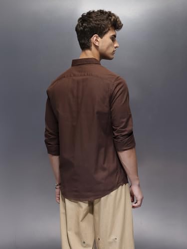 Image of WROGN Men's Pure Cotton Shirt | Solid | Slim Fit