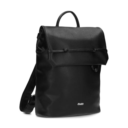 Damen Rucksack Perla PER130 eleganter City-Rucksack 8 Liter Sommer & Frühling Boho-Look mit Perlen-Verzierung, Verschlussklappe mit eingenähten unsichtbaren Magneten gute Innenausstattung (black)