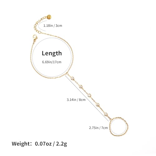 Gold Plated Link Bracelet for Women, Dainty Paperclip Chain Cuff Bangle, Stackable Chunky Jewelry, Medium2