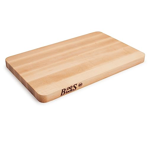 John Boos Boos Block Chop-N-Slice Series Reversible Wood Cutting Board with Eased Corners, 1-Inch Thickness, 16″ x 10″ x 1″, Maple