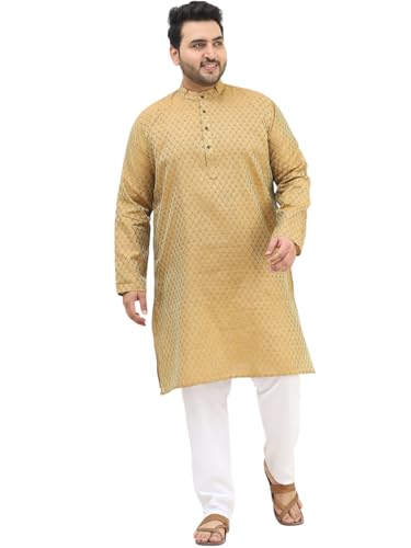 Image of SOJANYA PLUS (Since 1958) Men's Jacquard Silk Self design Kurta & Off-White Pyjama Set