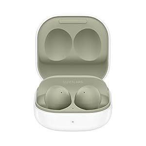 Samsung Galaxy Buds2, draadloze hoofdtelefoon, draadloze oordopjes, ruisonderdrukking (ANC), duurzame batterij, 3 microfoons, incl. Araree Nukin Clear Cover, Olive (Duitse versie)