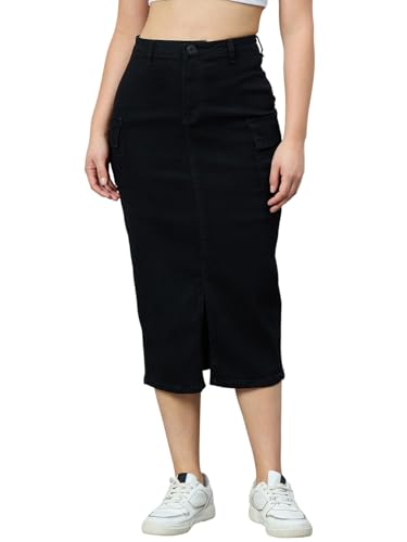 Jupe cargo trapèze noire Style Quotient pour affiner la silhouette