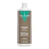 VALQUER Agua Oxigenada en Crema Estabilizada 20 Volúmenes 6% | Oxidante para Coloración Capilar Permanente y Decoloración | Vegano con Ingredientes de Origen Natural | Profesional | 1 L