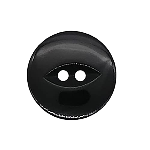 The Bead Shop 20 Pack Round Fish Eye Buttons, Baby Buttons, Sewing, Knitting & Crafts - Black 11Mm / 18 Lignes